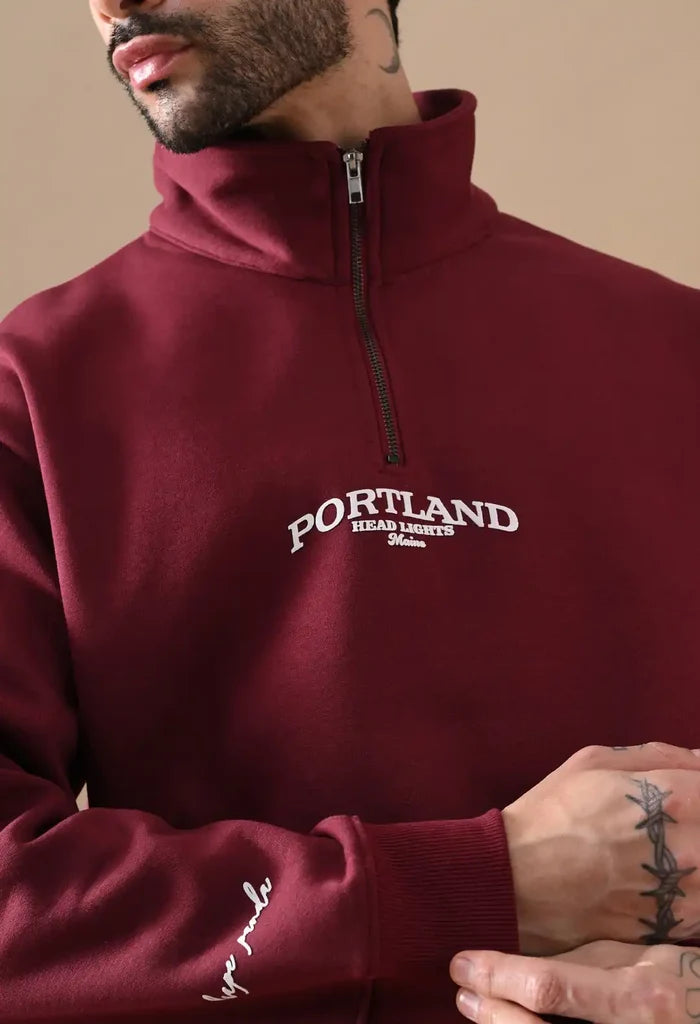 Deep Red Men's Henley Sweatshirts for Men