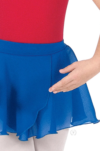 Eurotard Kids Chiffon Mock Wrap Pull On Skirt, Royal Blue 10127