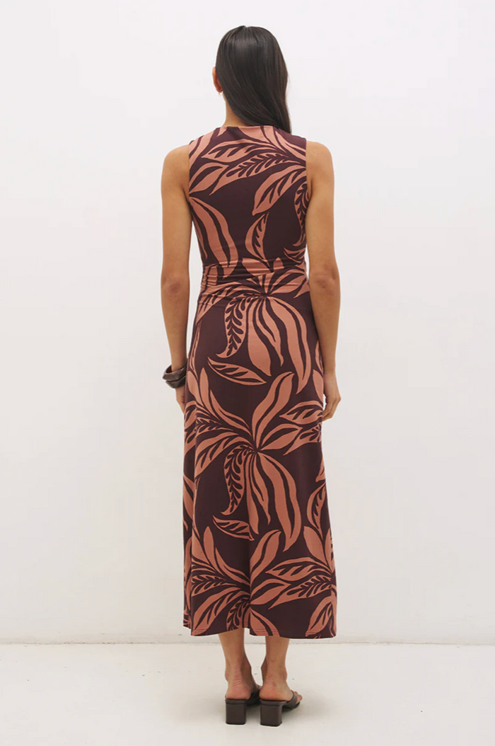 Farah Ruched Dress - Flowy Leaf