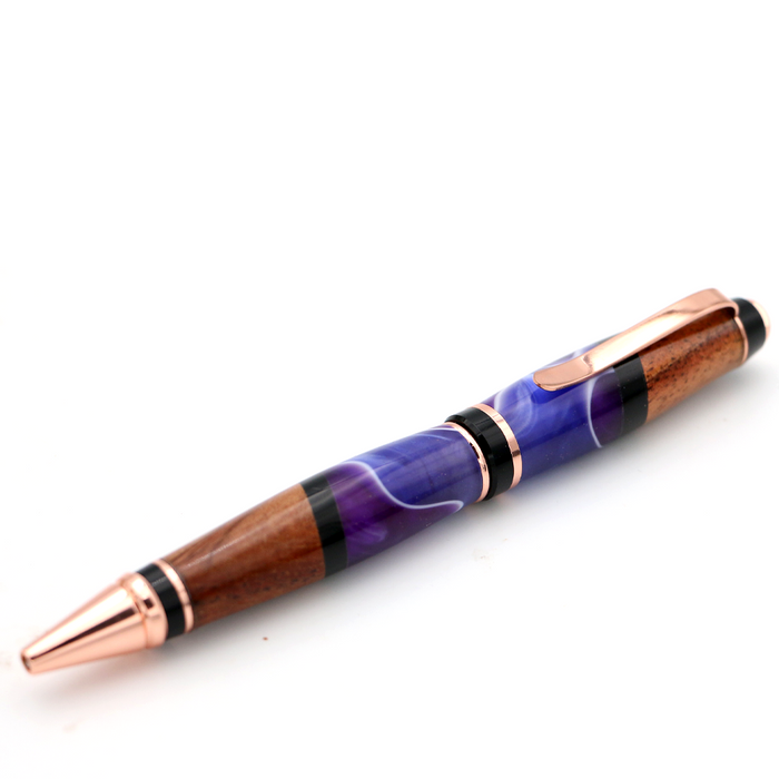 Hawaiian Koa and Purple Resin Cigar Pen - Side View