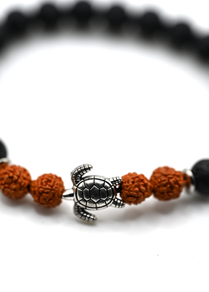 Honu with 8mm Lava Bead and Nut Bracelet