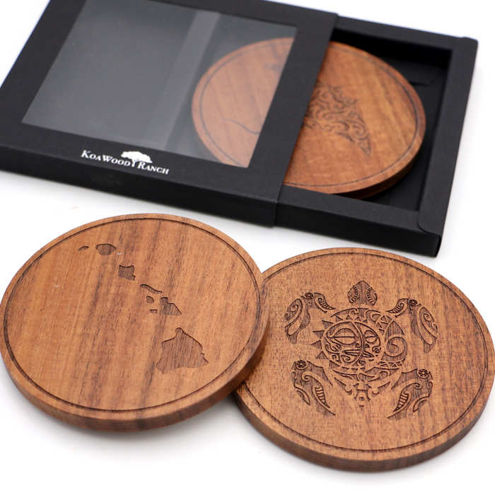 Koa Wood Coasters Manta Ray