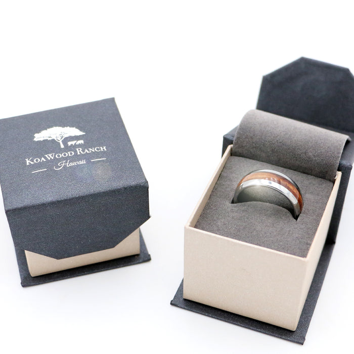 Koa Wood Tungsten Ring Rounded 8mm