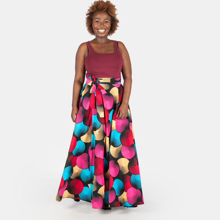 Ladies' Busi Wrap Cotton Skirt - Cerise