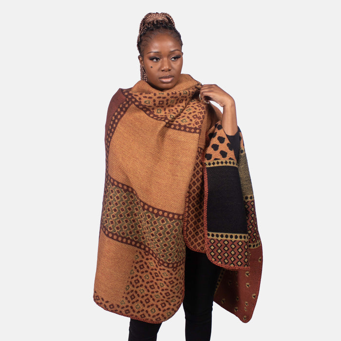 Ladies' Ethnic Throw Over - Brown