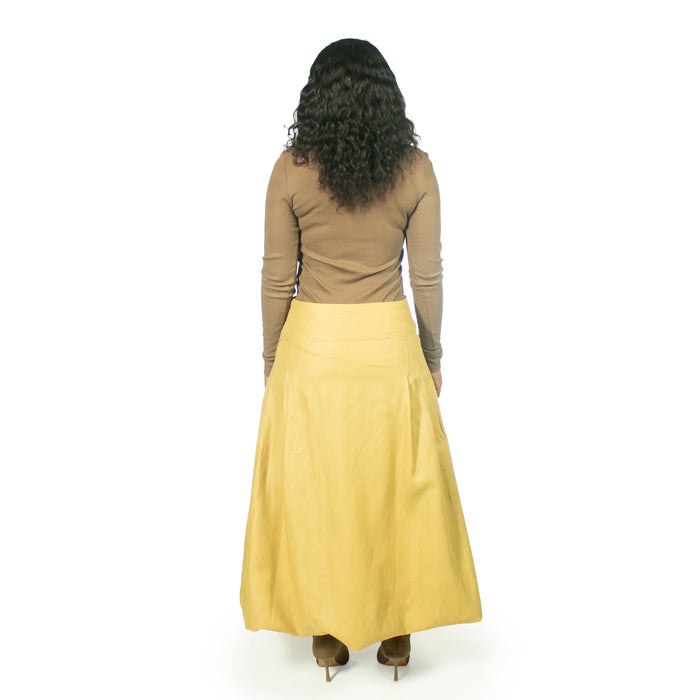 Ladies' Linen Bubble Skirt - Chartreuse