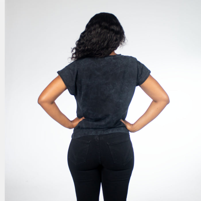 Ladies' Overdyed Africa T- Shirt - Black