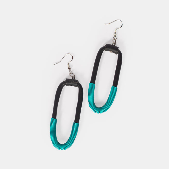 Ladies' Wire Tube Earrings - Turquoise