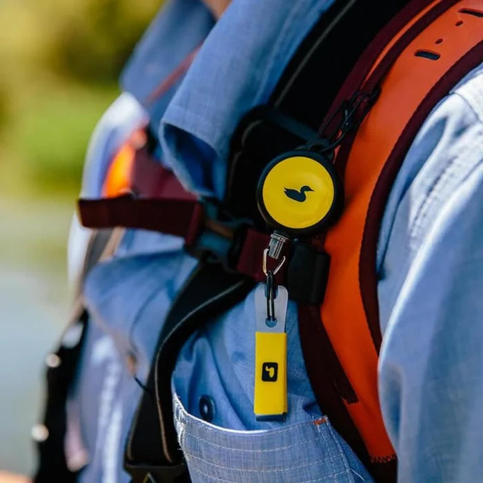 Loon Classic Nipper w/ Comfy Grip - clipped to backpack