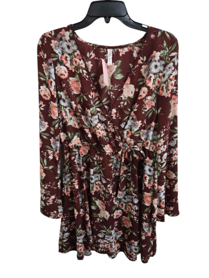 NWOT L maroon floral Xhilaration Dress