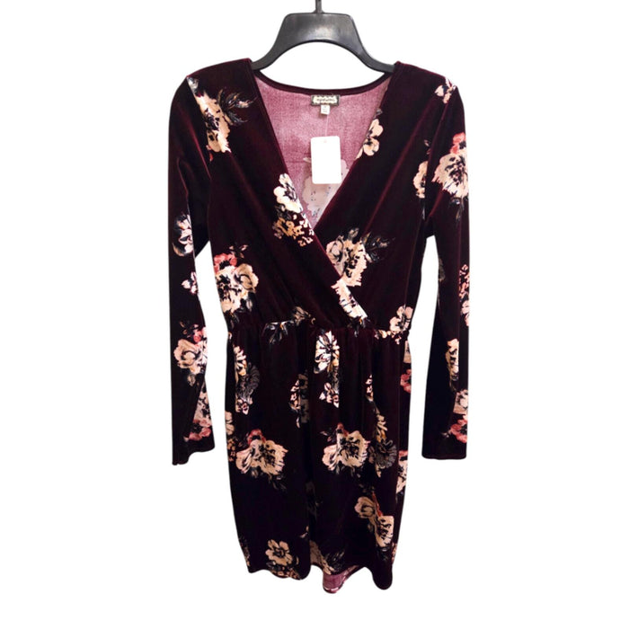NWOT M Maroon with floral print Eyeshadow Dress