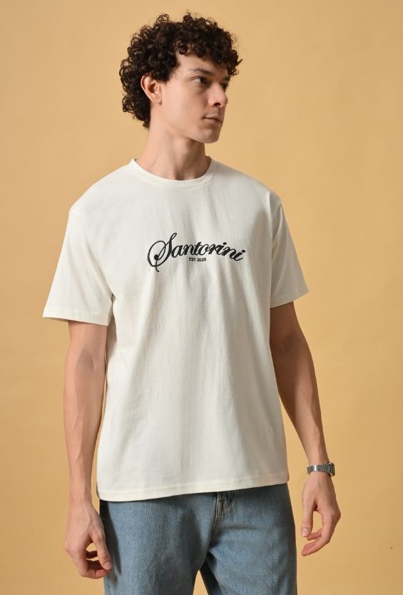 Off White Cotton Regular Fit Graphic T-Shirt for Men | 210 GSM Casual Wear