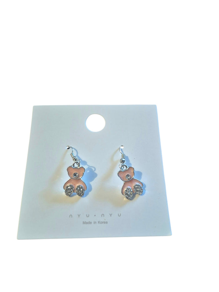 Pink teddy bear earrings