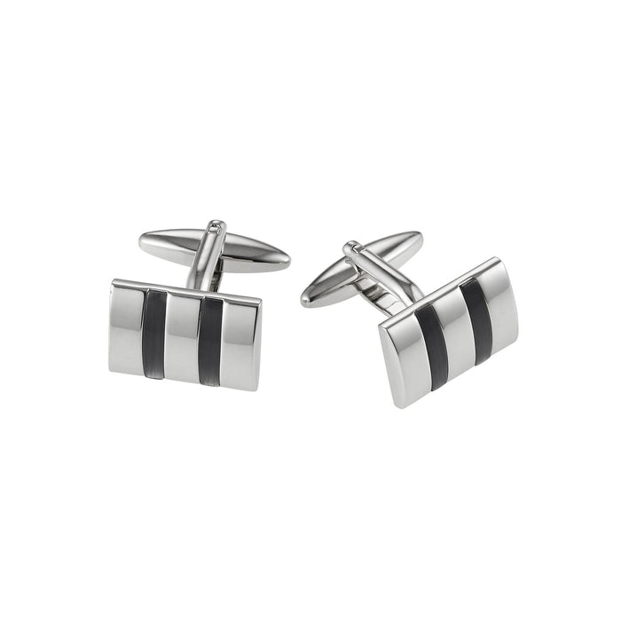 Rhodium Black Cat's Eye Cufflinks