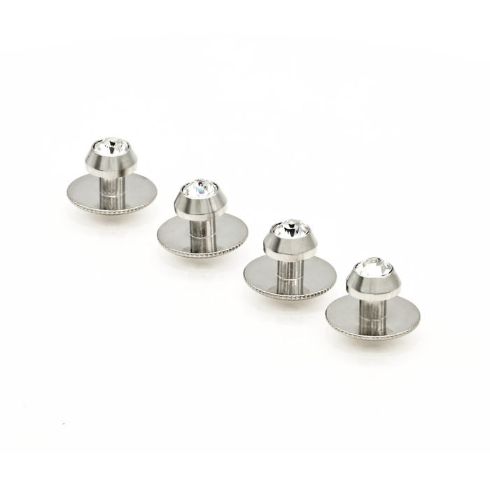 Rhodium Crystal Mushroom Shirt Studs (pack of4)