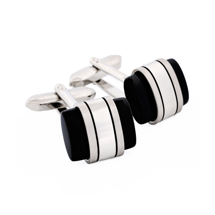 Rhodium Onyx Cufflinks