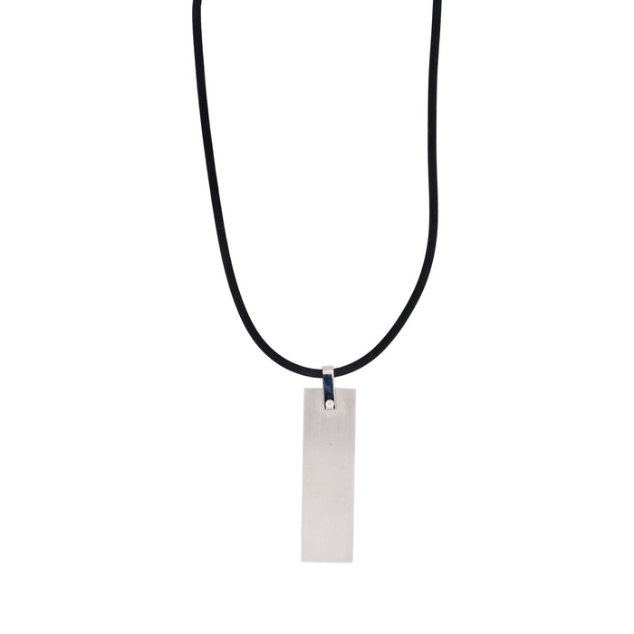 Stainless Steel & Carbon Fibre Dog Tag & Rubber Chain