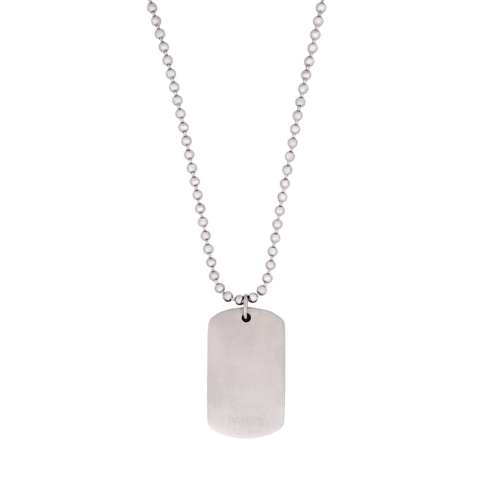 Stainless Steel & Carbon Fibre Inlay Dog Tag on Ball Chain