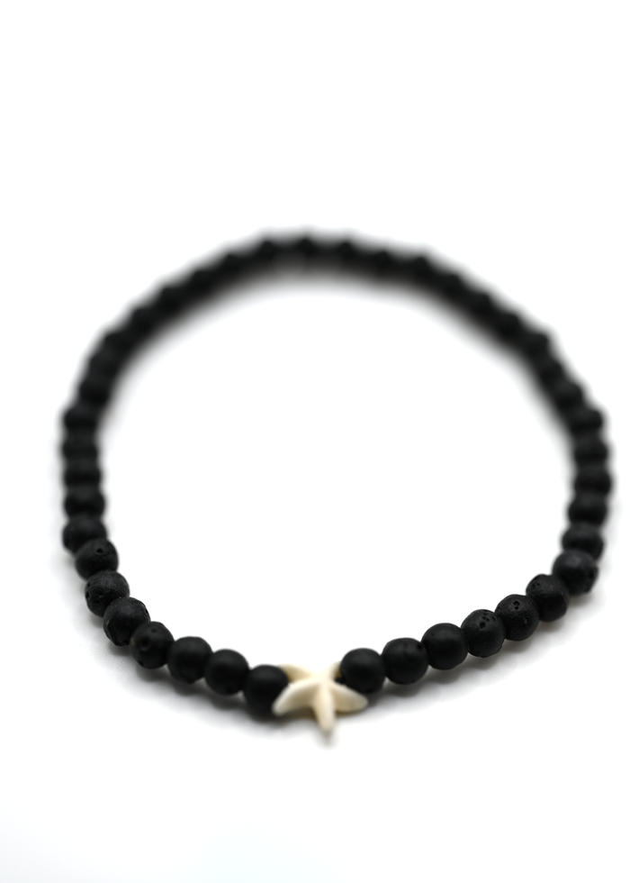 Starfish with 4mm Lava Bead Bracelet