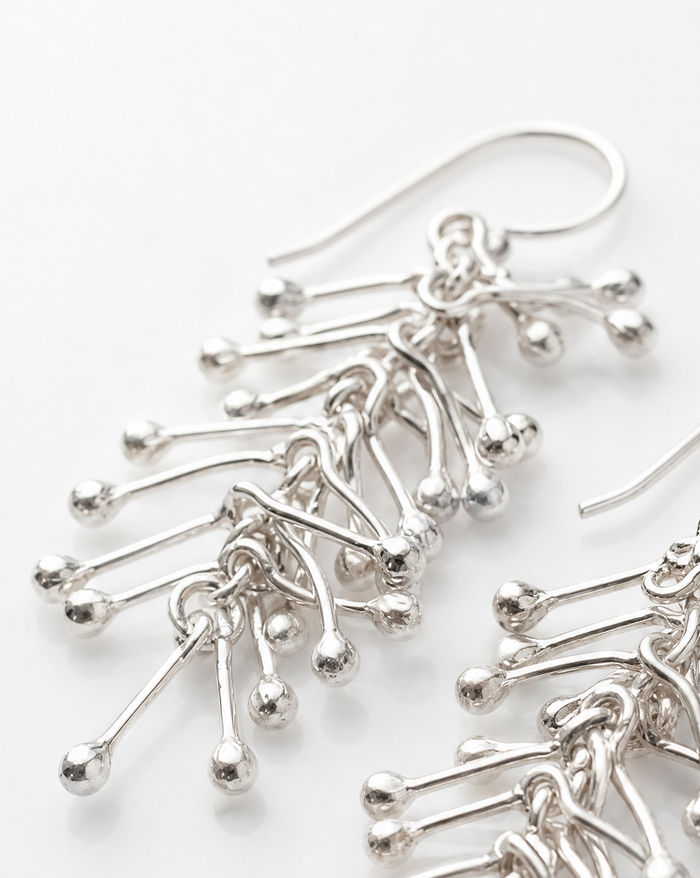 Sterling Silver Abstract Coral Drop Earrings