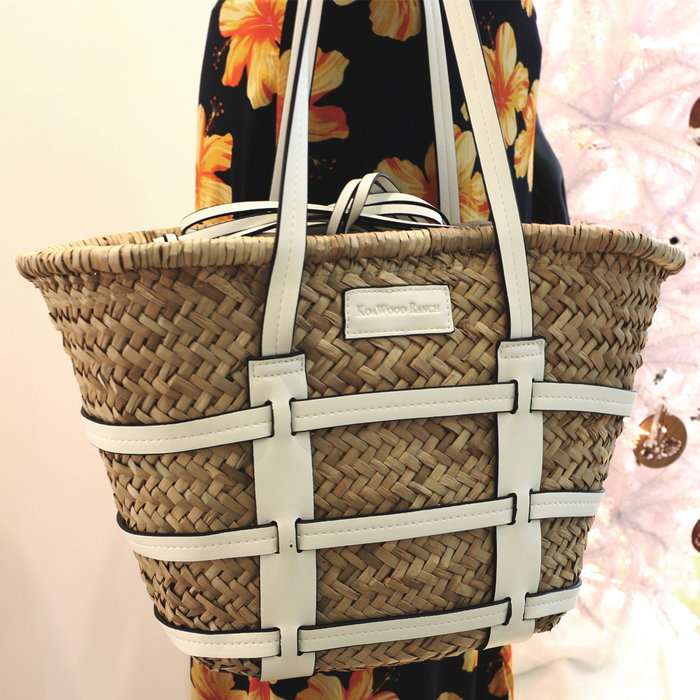 Straw Cage Tote - White
