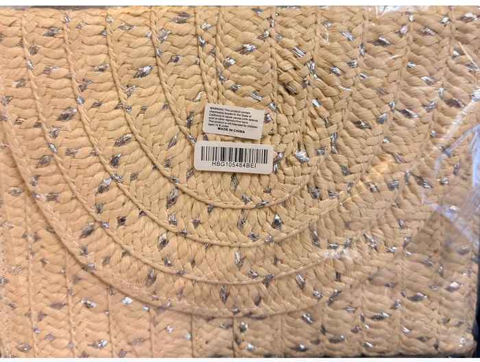 Straw Woven Silver Accents Clutch Bag
