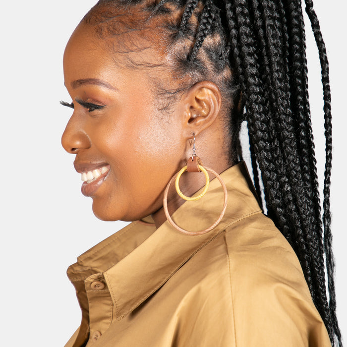 Women's Double Wire Earrings - Mustard