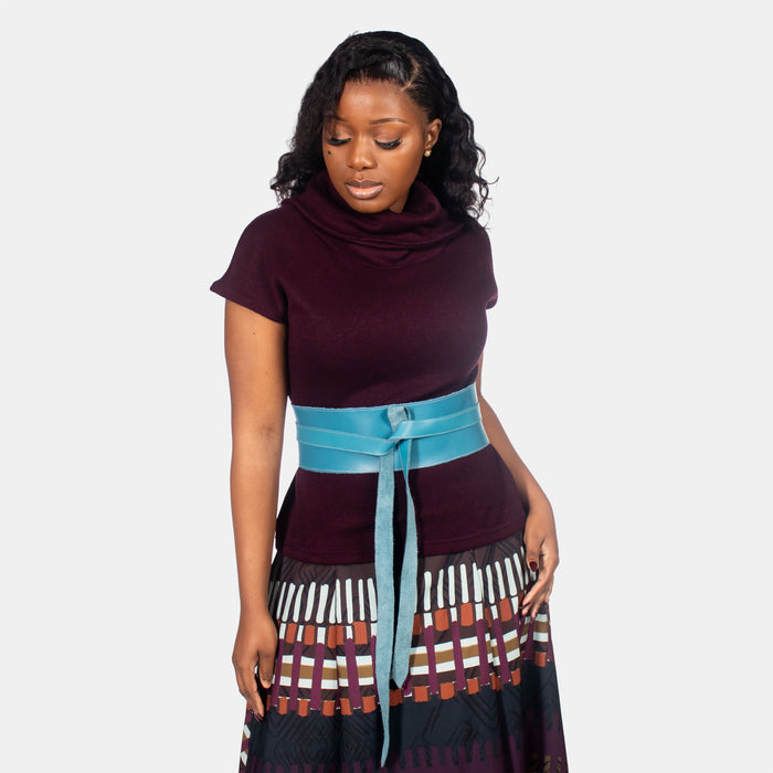 Women's Wrap Around Leather Belt - Teal