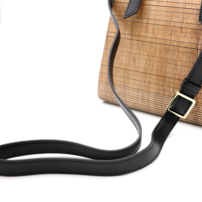 Acacia Wood Top Handle Handbag - Top View 2