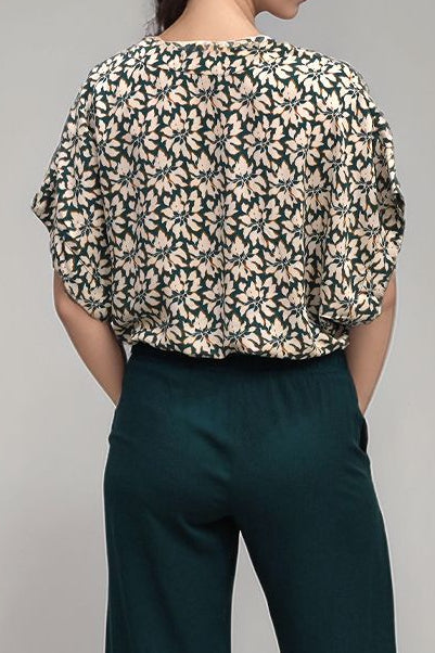 Adora Top - Bloomcrest Petrol