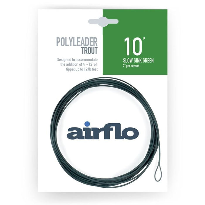 Airflo polyleader trout - 10foot - slow sink green - packaging on a white background