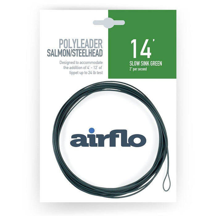 Airflo polyleader Salmon/Steelhead fishing line - Slow sink green - packaging with green label and white background