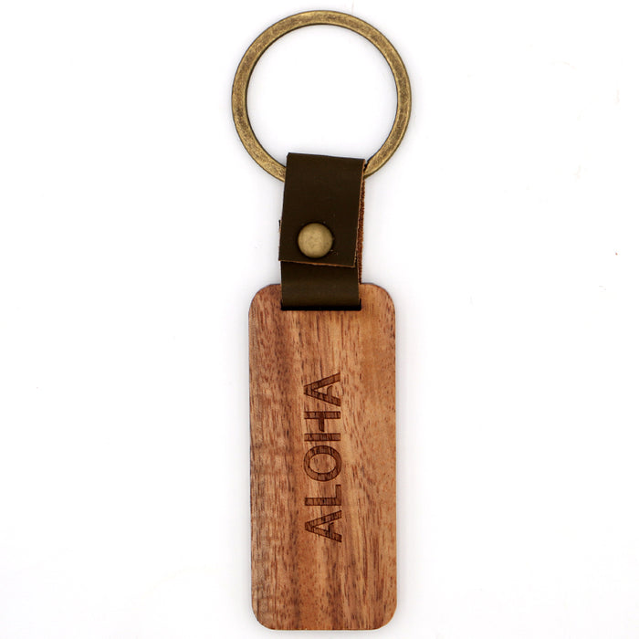 Aloha Koa Wood Keychain