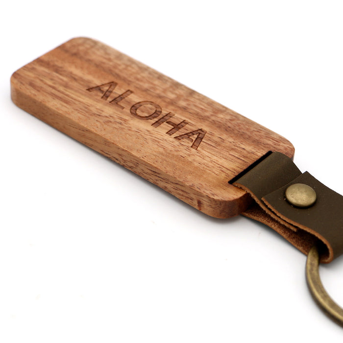 Aloha Koa Wood Keychain - Side View