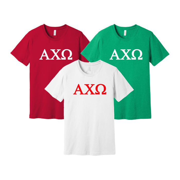 Alpha Chi Omega Short Sleeve T-Shirt - AXO Greek Letters Tee