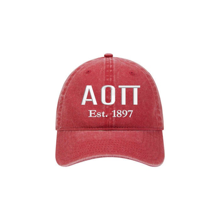 Alpha Omicron Pi Beach Washed Hat