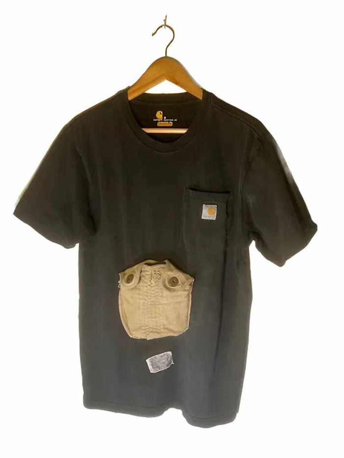 American Worker T-shirt on an Upcycled Carhartt by h.m. Peavy - Re - psychles Vintage Shop & Art Gallery