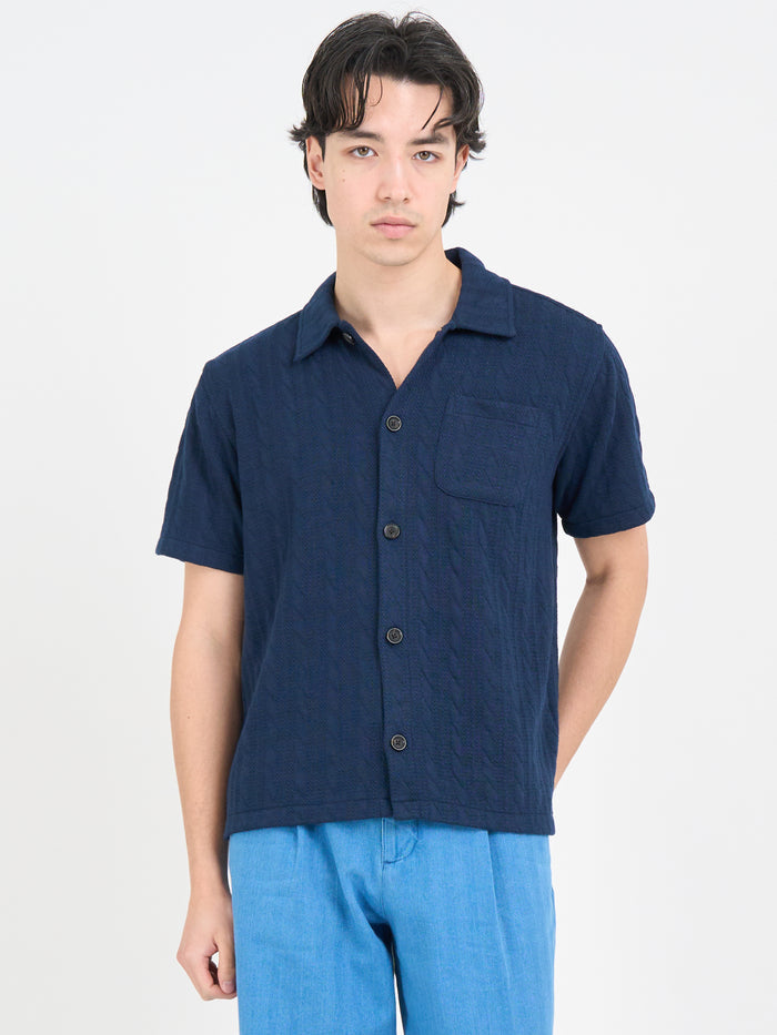 Ashby Short Sleeve Jersey Shirt Weaver Navy