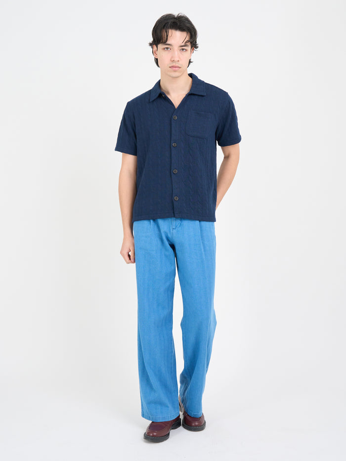 Ashby Short Sleeve Jersey Shirt Weaver Navy