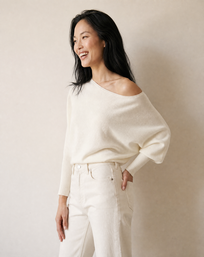 Asymmetrical Sweater Knit Top - Side View