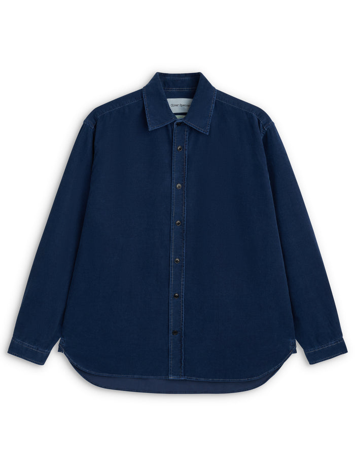 Atlanta Long Sleeve Shirt (Loose Fit) Newson Cord Indigo Blue Rinse