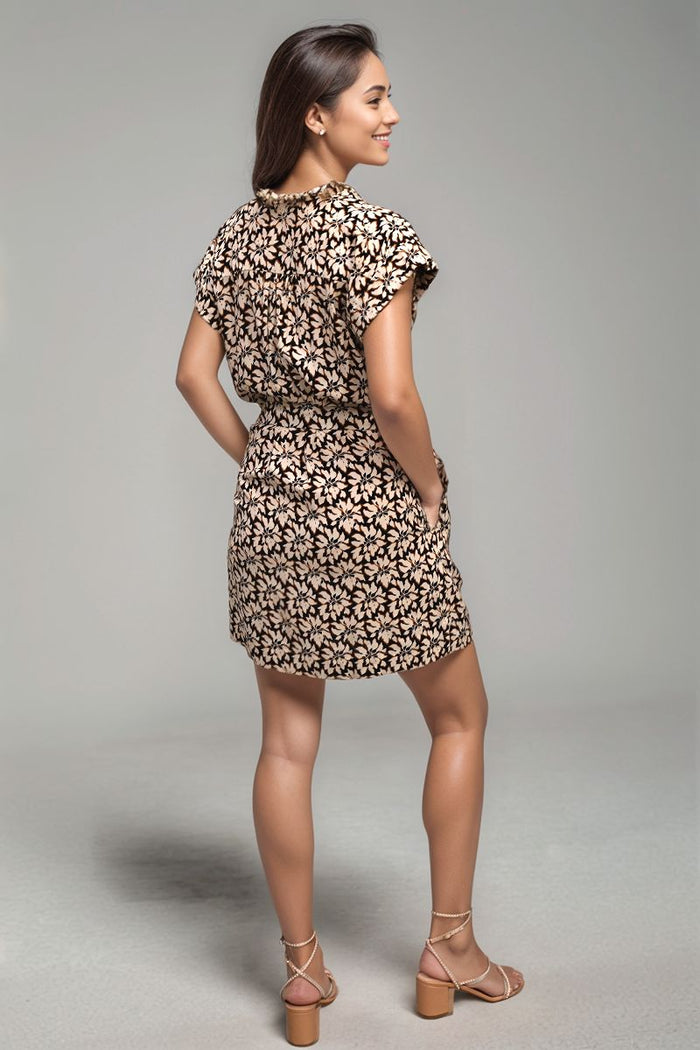 Aurora Mini Dress - Bloomcrest Black