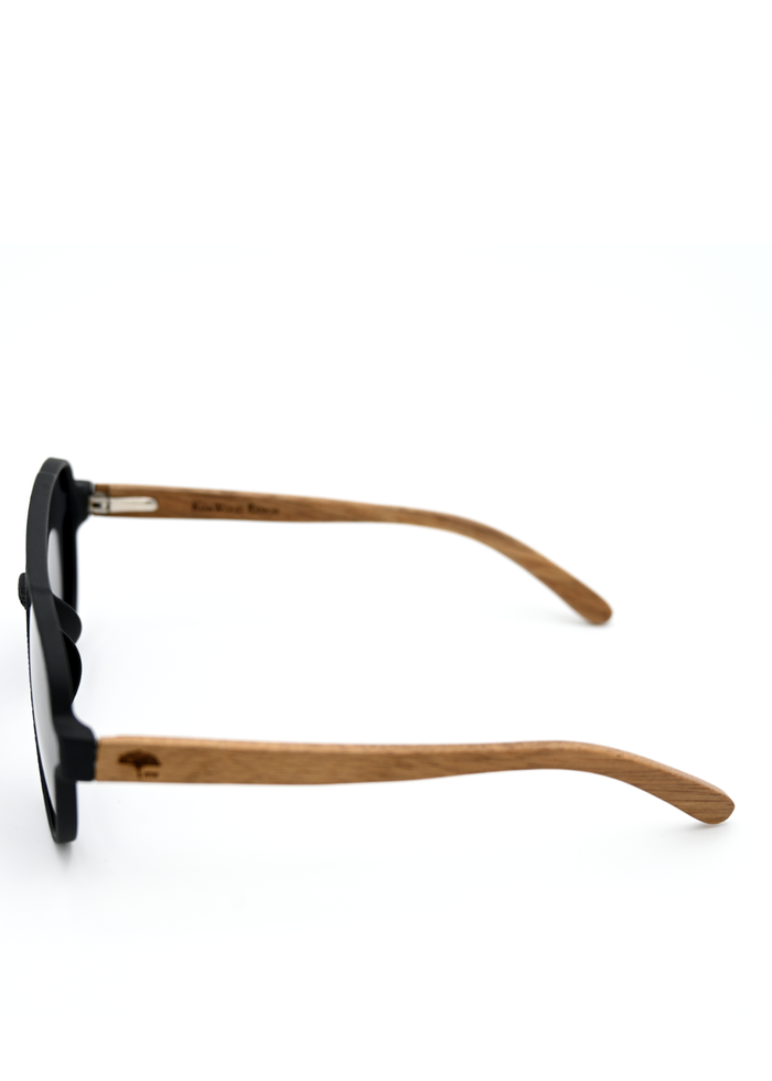 Aviator Koa Sunglasses - Black - Side View