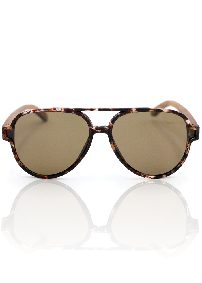 Aviator Koa Sunglasses - Brown Tortoise - Front View