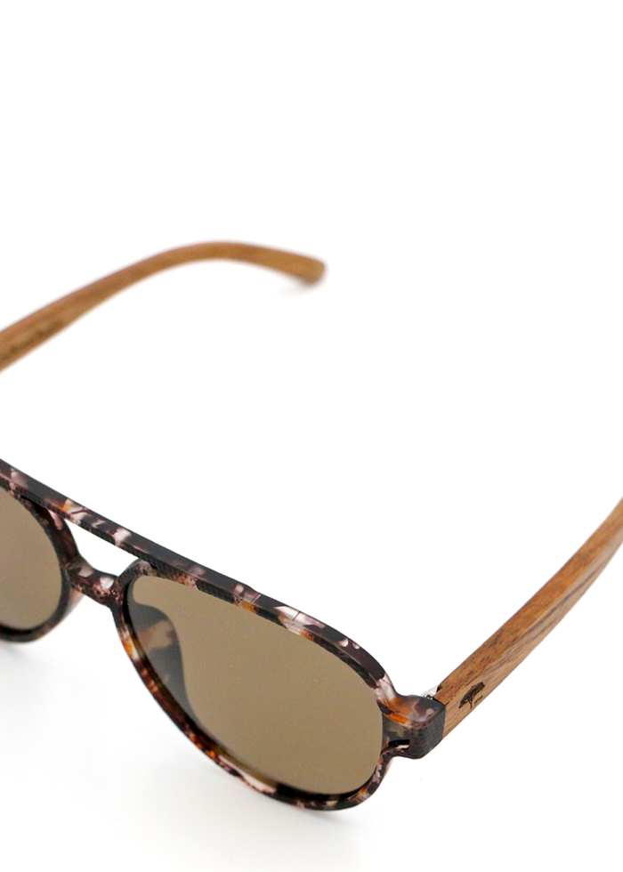Aviator Koa Sunglasses - Brown Tortoise - Top View