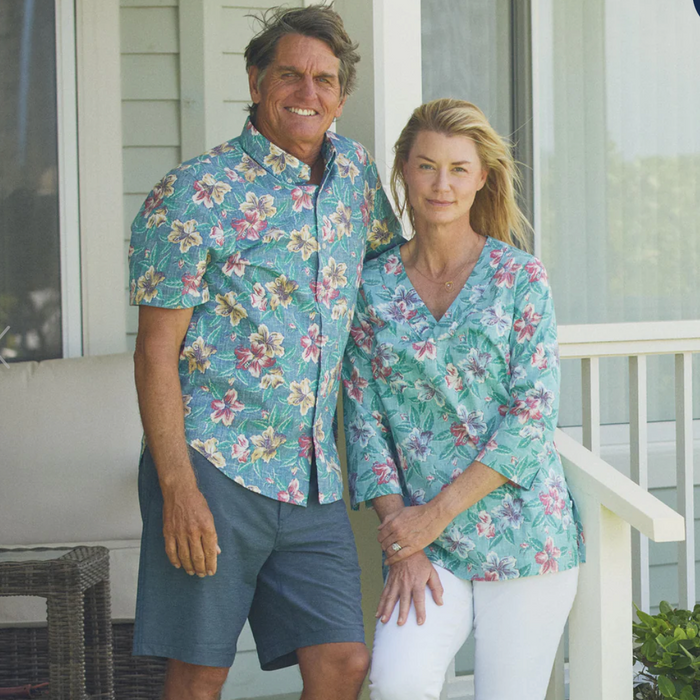 Banzai Biscus Tunic - Shore Blue