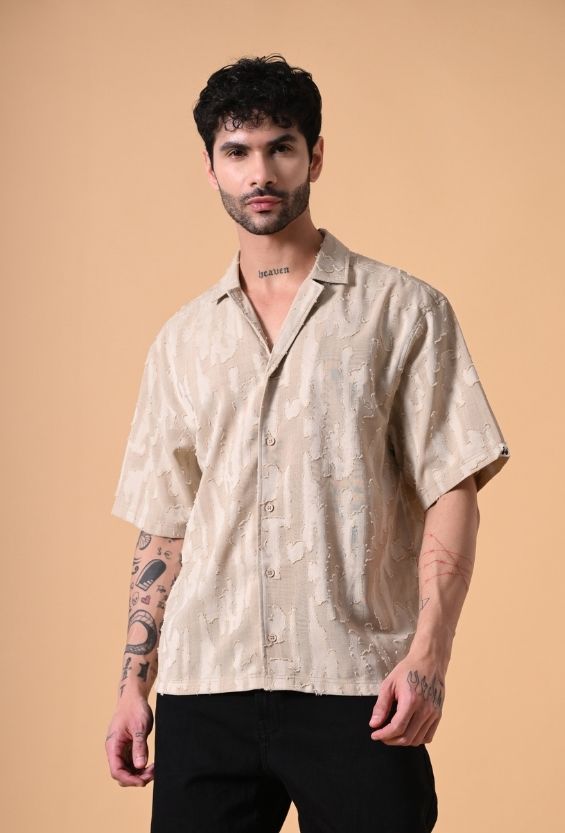 breathable summer shirt men beige
