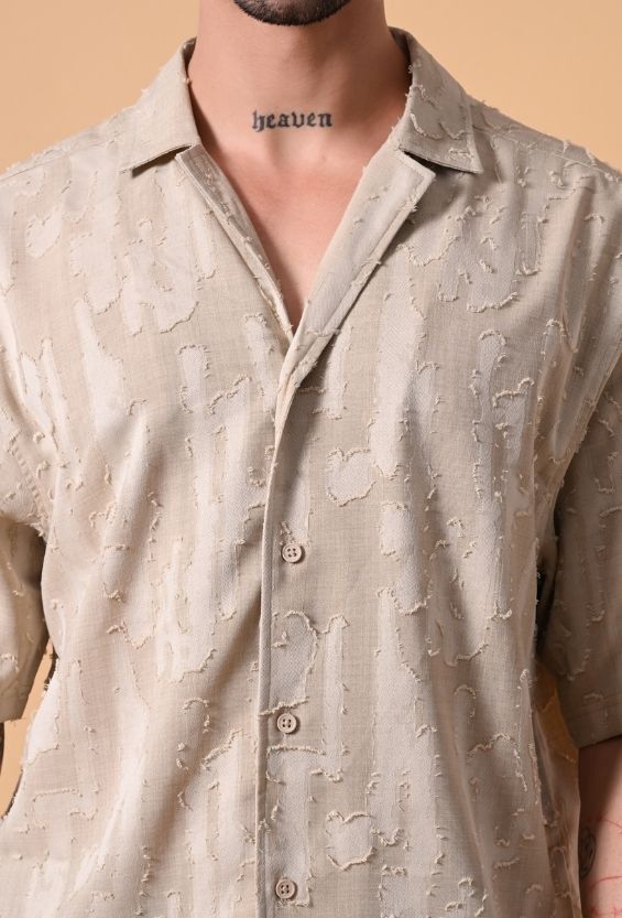 cropped oversized shirt men beige