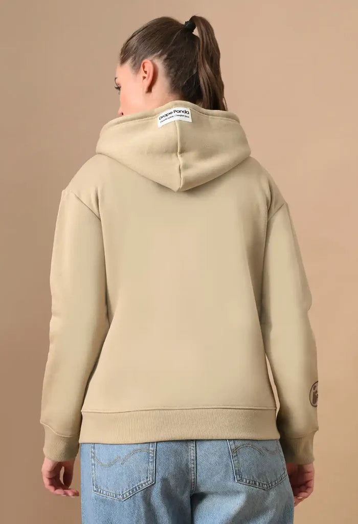 Beige Puff Print Men's Zip-Up Hoodies for Men