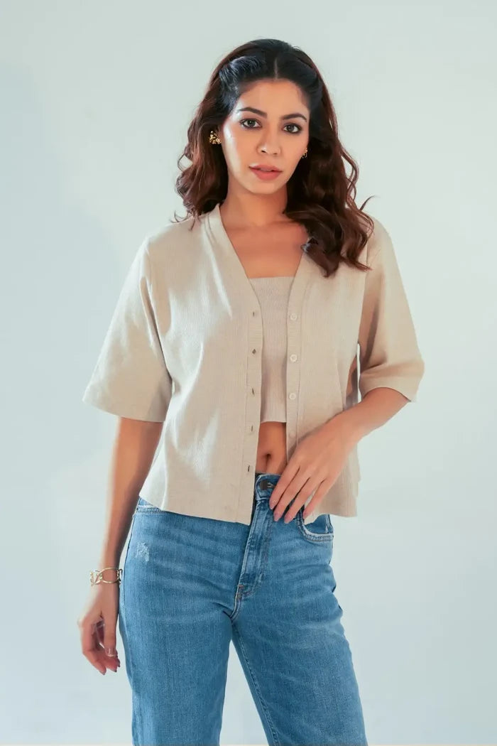 Beige Women's Knit Sets for Men